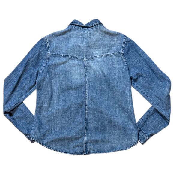 Thread and Supply Denim Shirt Womens Blue Western Cowgirl Snap Button Size S - Picture 3 of 7